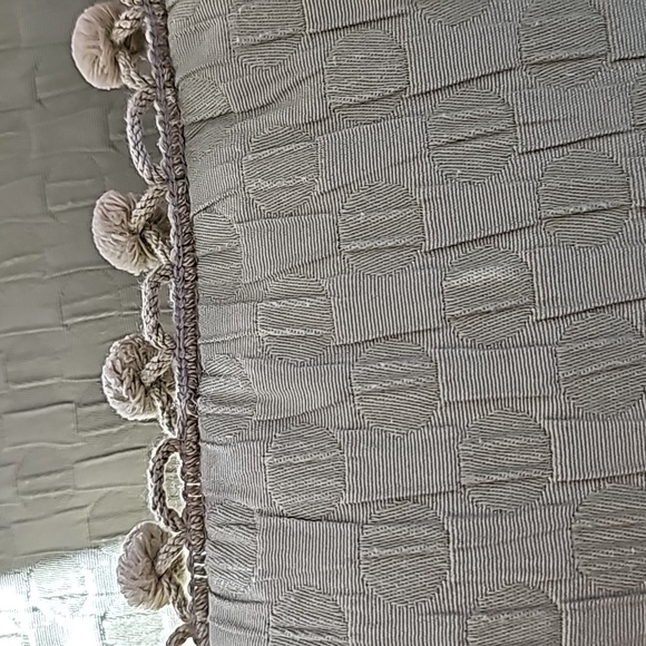 14 x 19" rectangular dot pattern green decorative pillows with poms - Picture 7 of 7